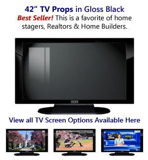 42 TV Props | 42 Inch Prop TVs Black Gloss & Matte Black XX Style with Simple Frame