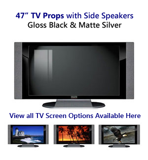 47 TV Props | 47 Inch Prop TVs in Black Gloss & Matte Silver with Side Speakers