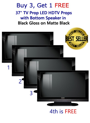 Buy 3 Get 1 Free (4-Pack) of 37" HDTV Prop with Bottom Speaker in Gloss Black on Matte Black