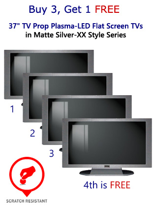 4-Pack of 37" TV Props Plasma-LED Flat Screen TVs in Matte Silver (Buy 3, Get 1 FREE Package)