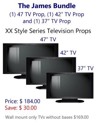 The James Bundle - 3 Size Flat Screen Television Prop Bundle: (1) 47" TV Prop & (1) 42" TV Prop & (1) 37" TV prop