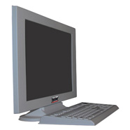 Computer Prop - 22" Desktop Computer Prop Monitor & Keyboard Set in Matte Silver