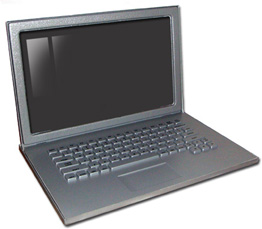 Laptop Prop in Silver - 17" Matte Silver Fake Laptop Computer Prop