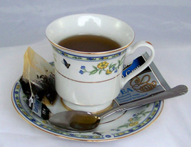 Fake Cup of Tea with Saucer (Blue Flowers)