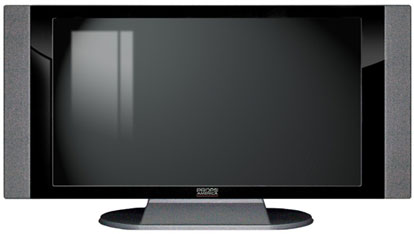 52" HD TV Prop with Side Speakers in Gloss Black on Matte Silver with Optional Base